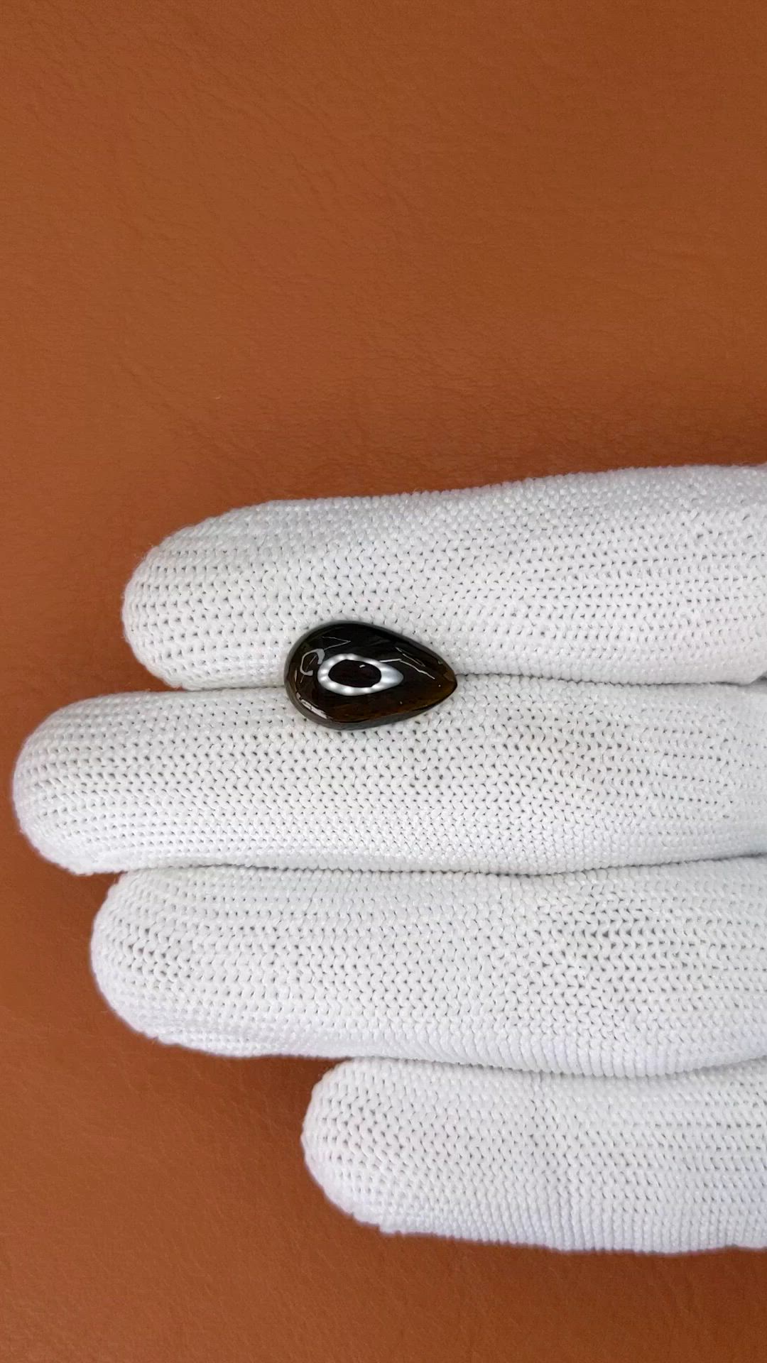 4.09 Ct. Greenish Brown Cabochon Tourmaline from Ceylon (Sri Lanka) Size Video