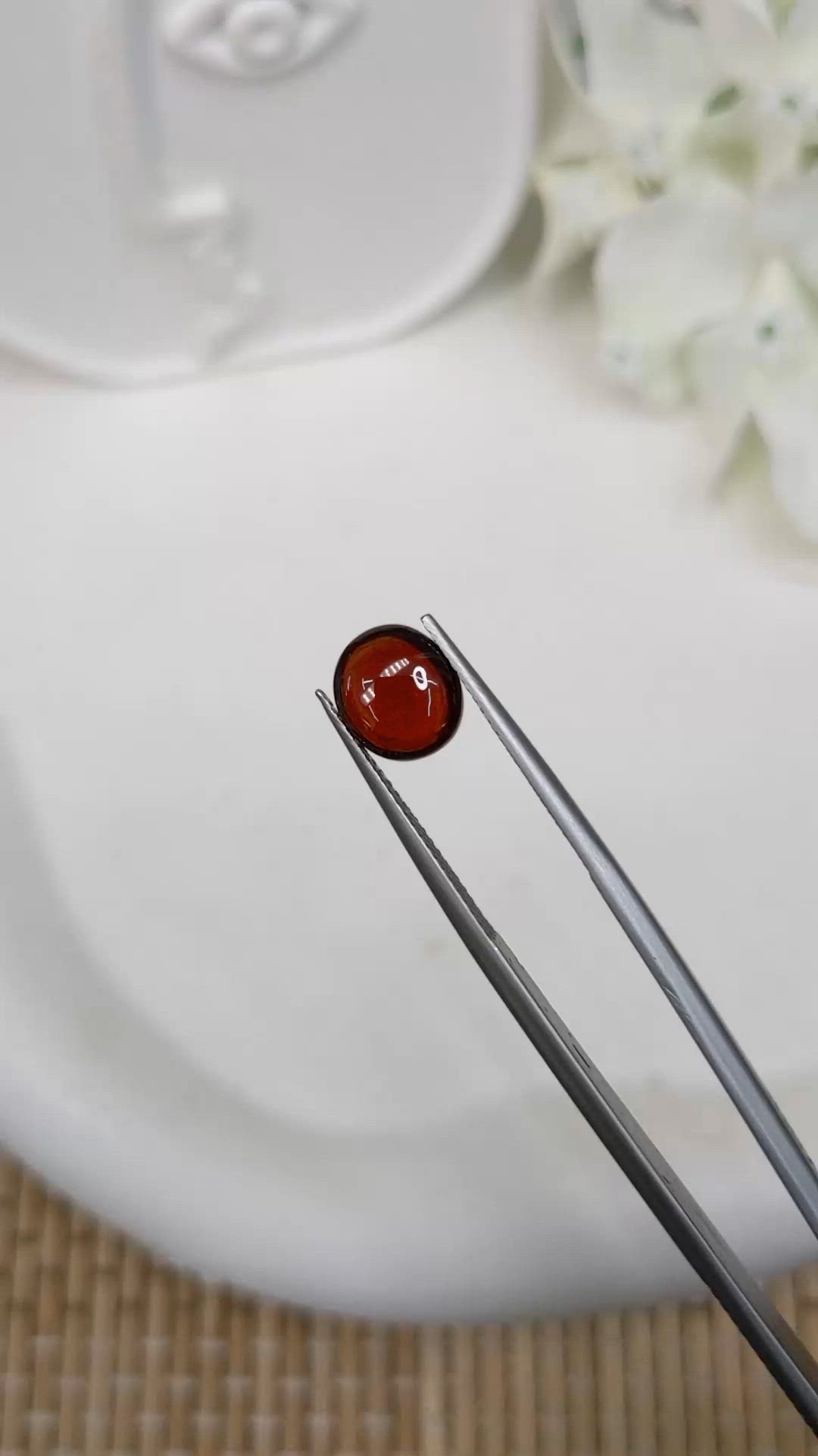 2.90 Ct. Red Cabochon Garnet from Ceylon (Sri Lanka) Size Video