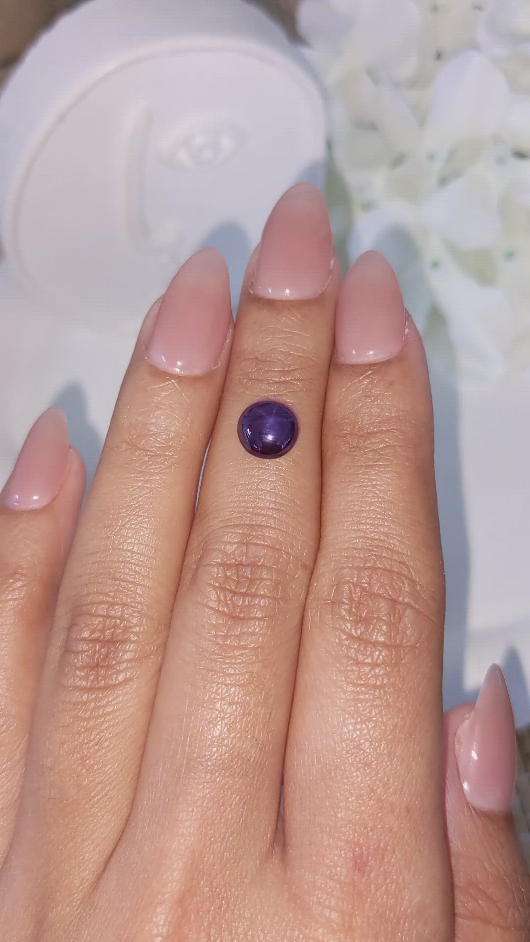 2.23 Ct. Purple Cabochon Star Spinel from Ceylon (Sri Lanka) Size Video