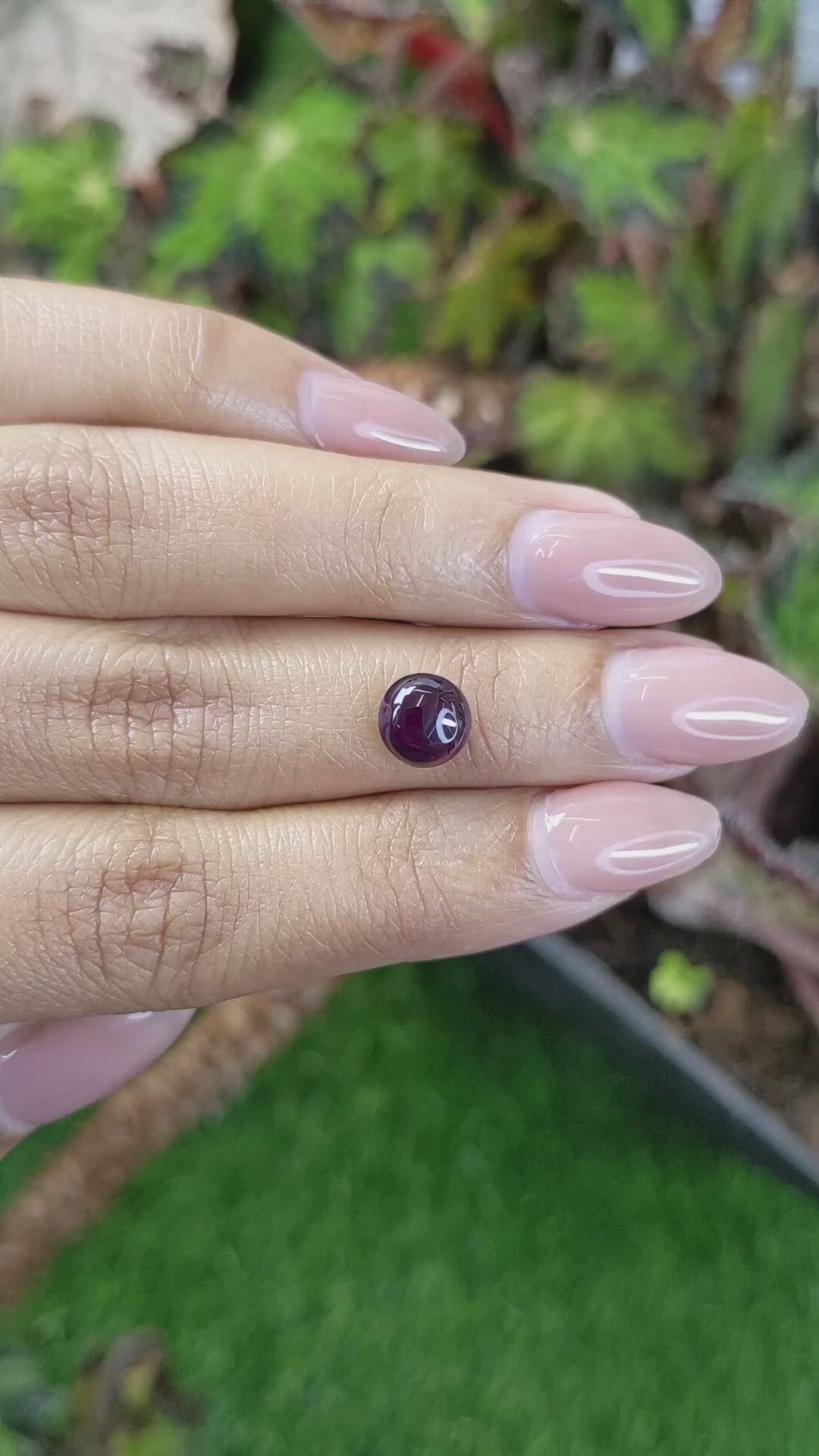 2.23 Ct. Purple Cabochon Star Spinel from Ceylon (Sri Lanka) Size Video
