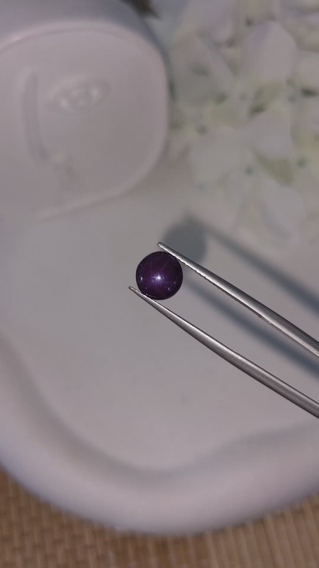 2.23 Ct. Purple Cabochon Star Spinel from Ceylon (Sri Lanka) Size Video