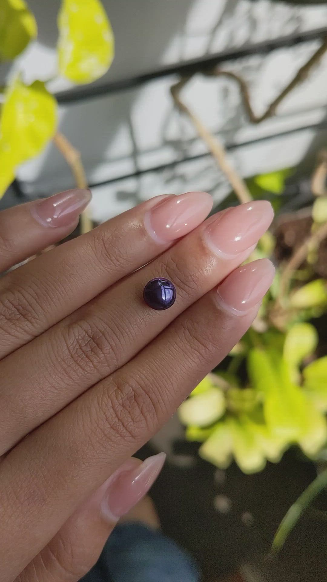 2.23 Ct. Purple Cabochon Star Spinel from Ceylon (Sri Lanka) Size Video
