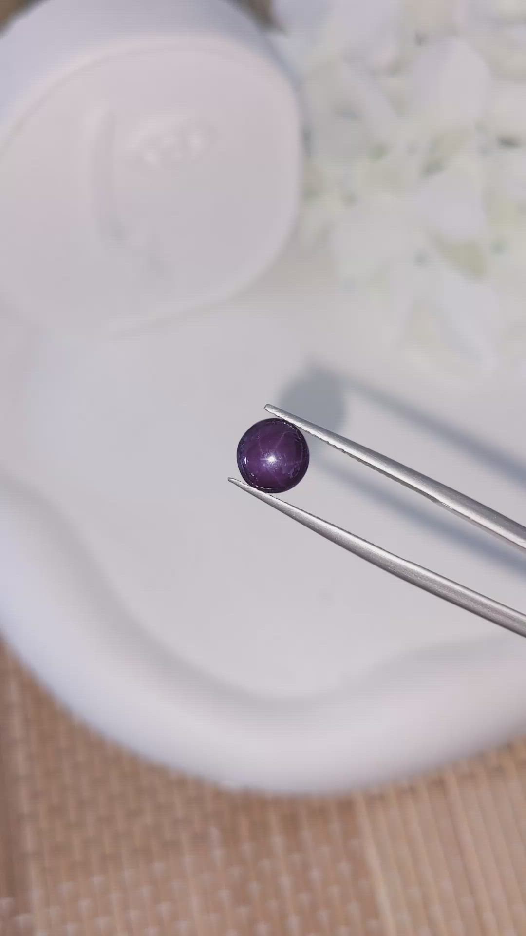 2.23 Ct. Purple Cabochon Star Spinel from Ceylon (Sri Lanka) Size Video