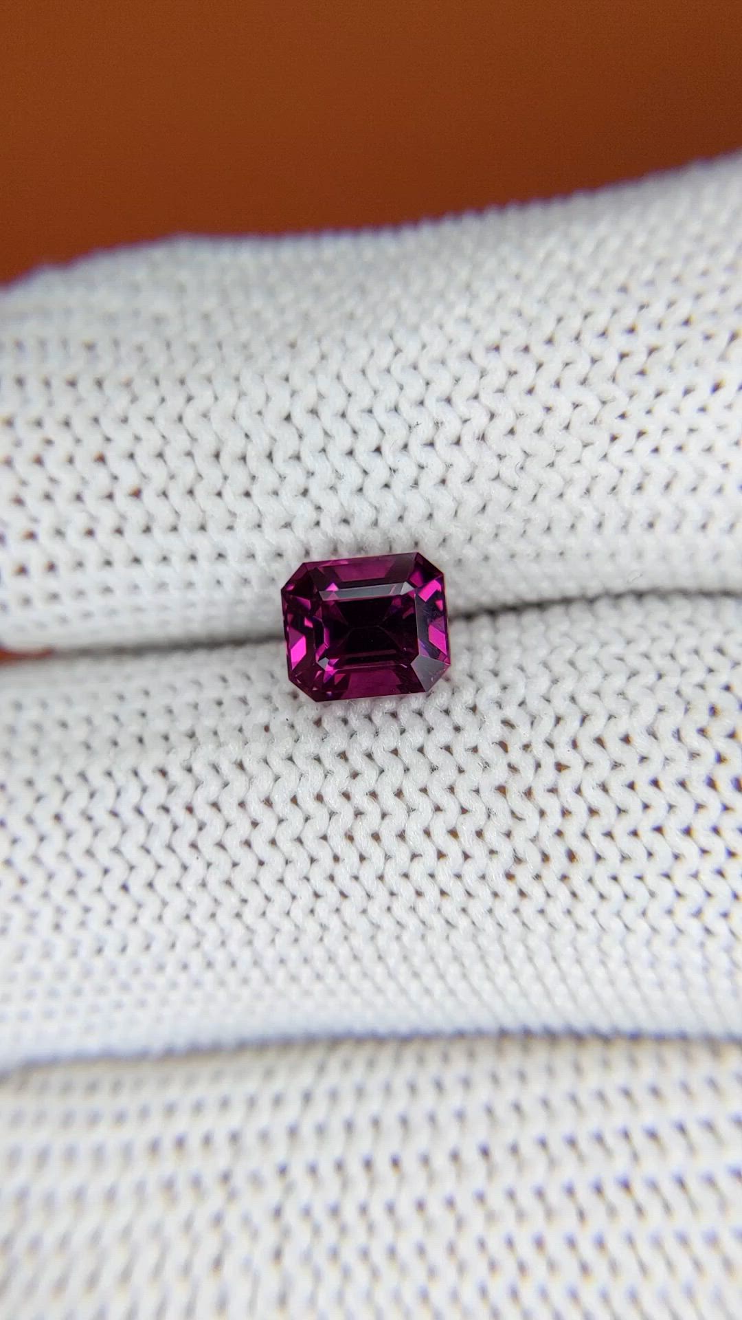1.65 Ct. Reddish Purple Garnet from Ceylon (Sri Lanka) Size Video