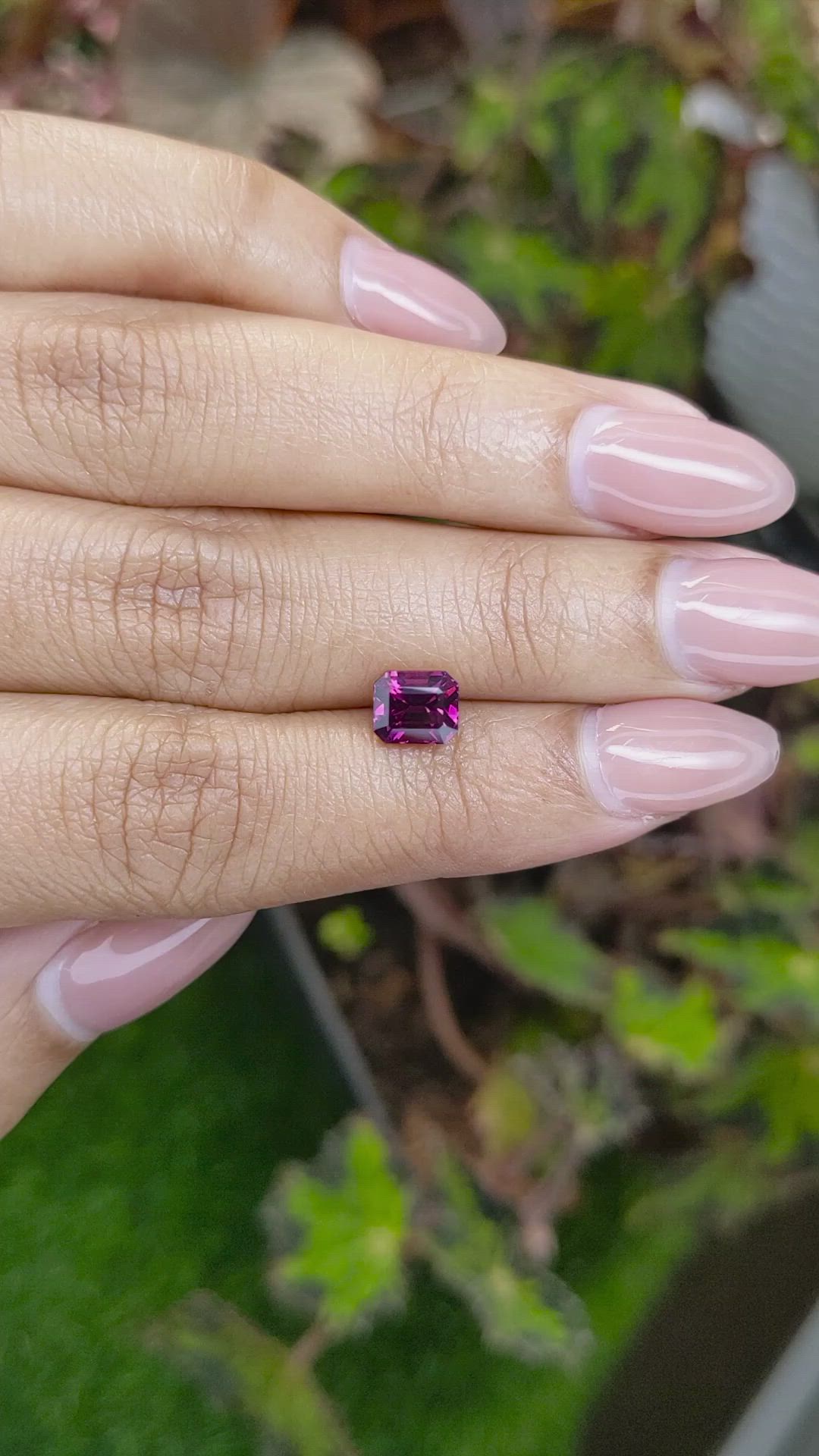 1.65 Ct. Reddish Purple Garnet from Ceylon (Sri Lanka) Size Video