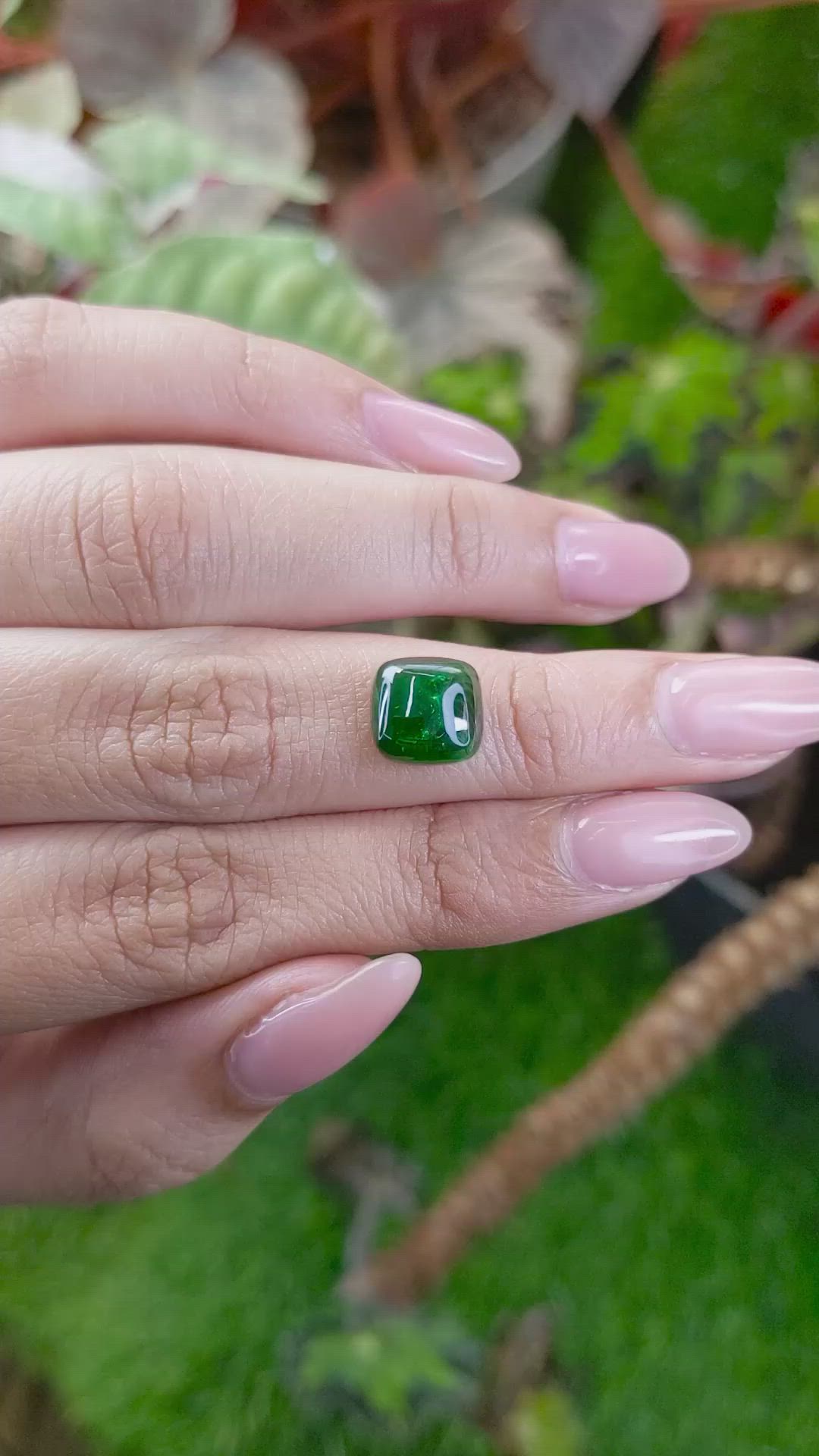 4.63 Ct. Cabochon Tsavorite Garnet from Tanzania Size Video