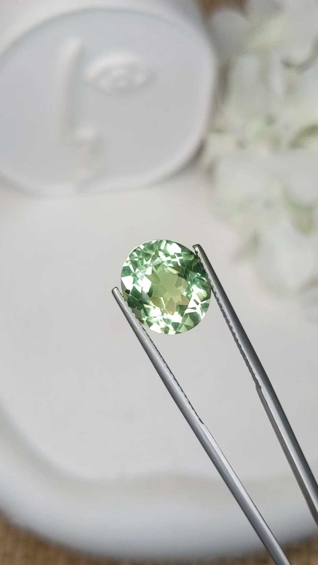 5.95 Ct. Yellowish Green Prasiolite from Brazil Size Video