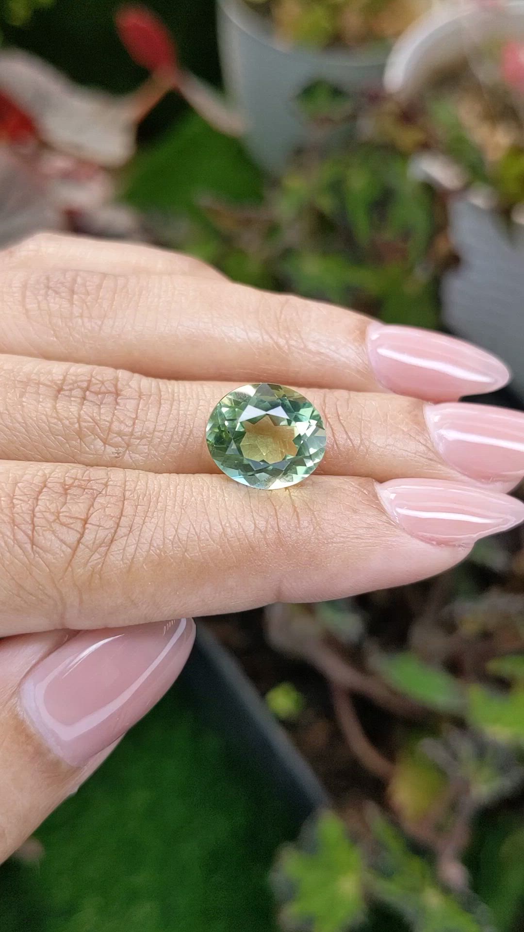 5.95 Ct. Yellowish Green Prasiolite from Brazil Size Video