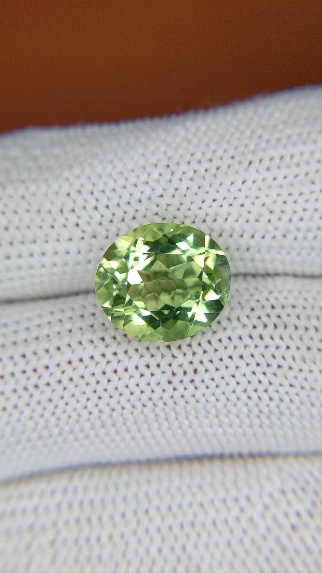 5.95 Ct. Yellowish Green Prasiolite from Brazil Size Video