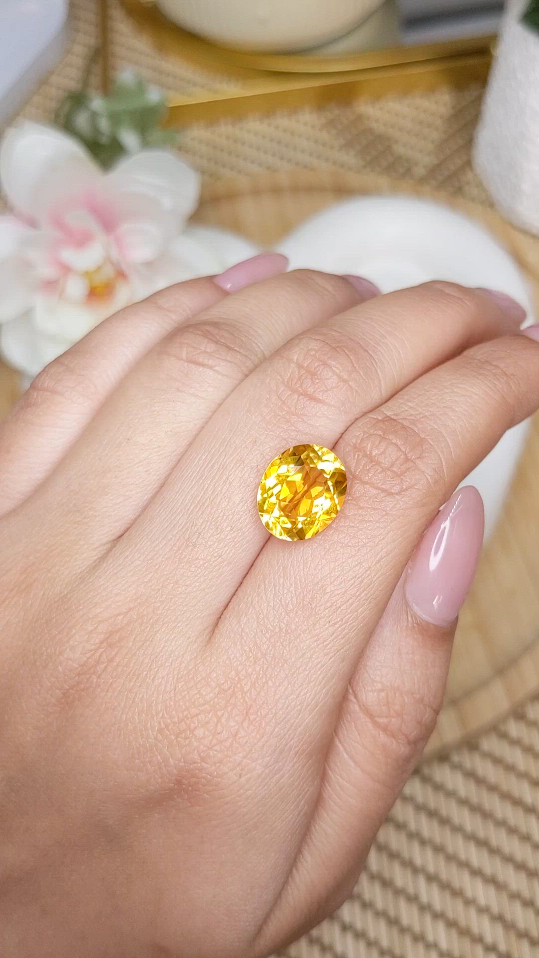 5.59 Ct. Orangish Yellow Citrine from Brazil Size Video