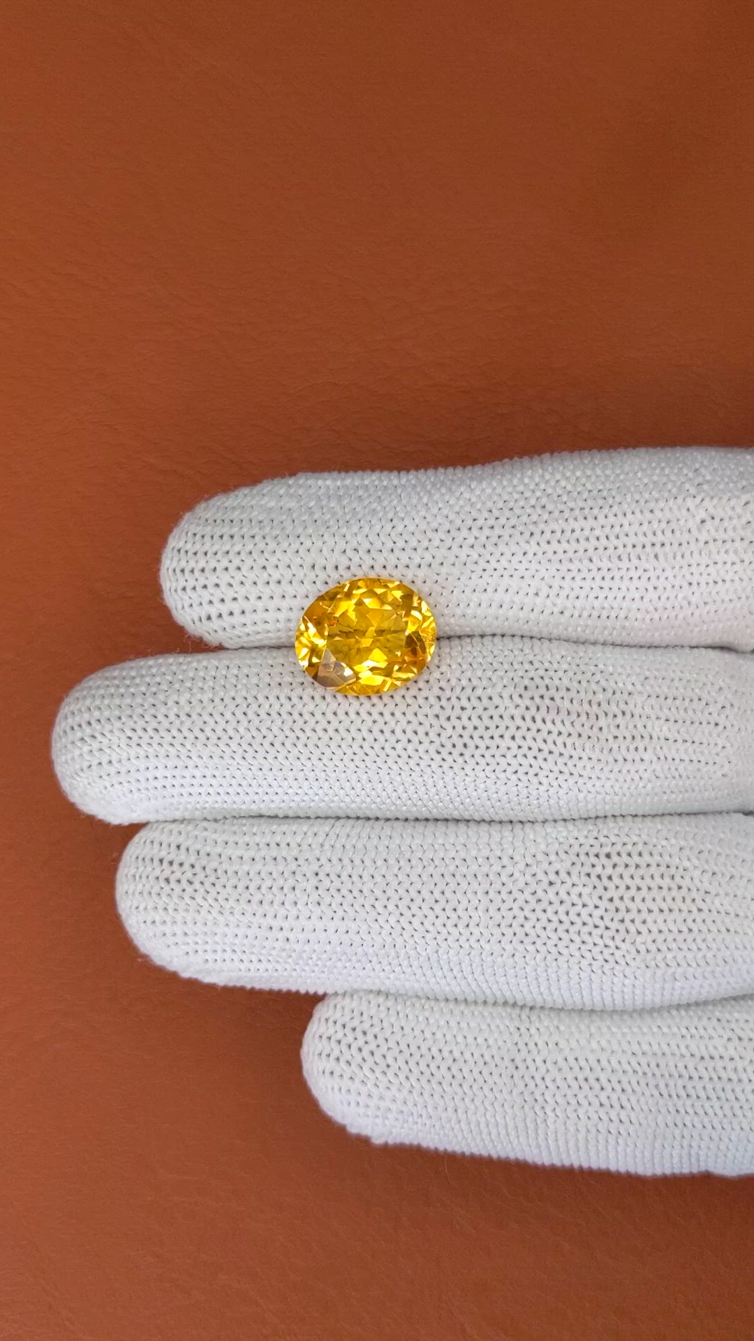 5.59 Ct. Orangish Yellow Citrine from Brazil Size Video