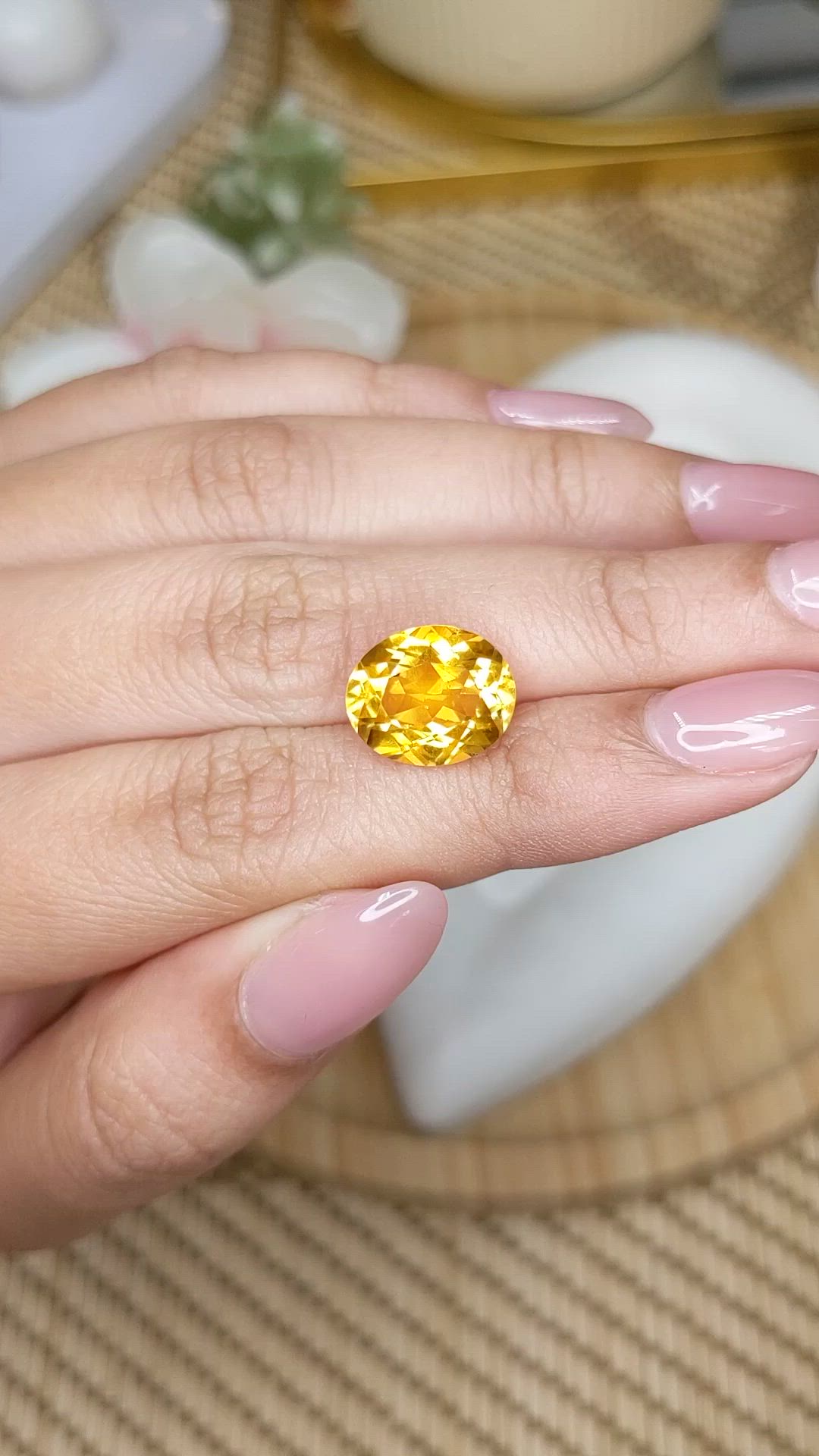 5.59 Ct. Orangish Yellow Citrine from Brazil Size Video