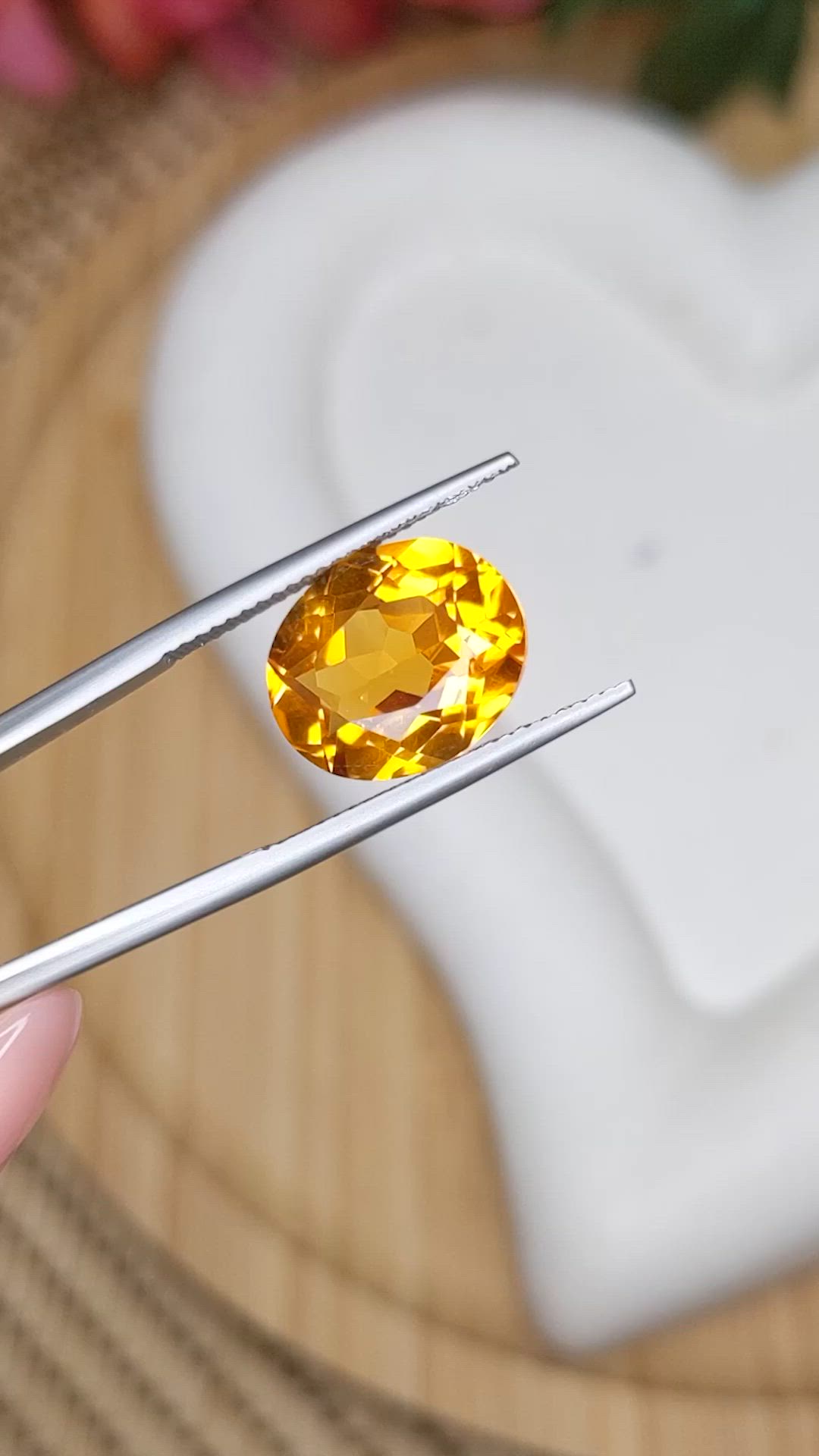6.07 Ct. Orangish Yellow Citrine from Brazil Size Video