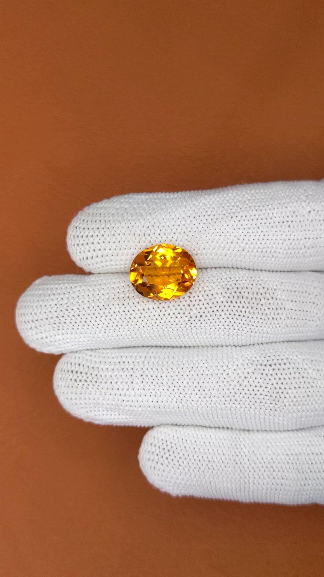 6.07 Ct. Orangish Yellow Citrine from Brazil Size Video