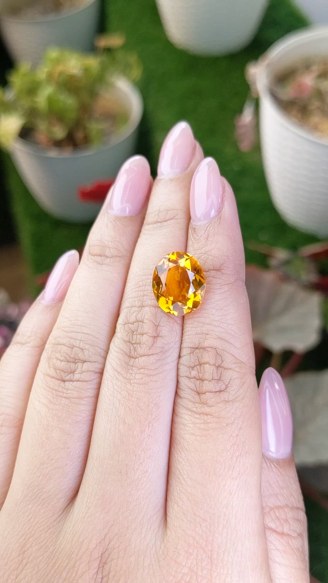6.07 Ct. Orangish Yellow Citrine from Brazil Size Video