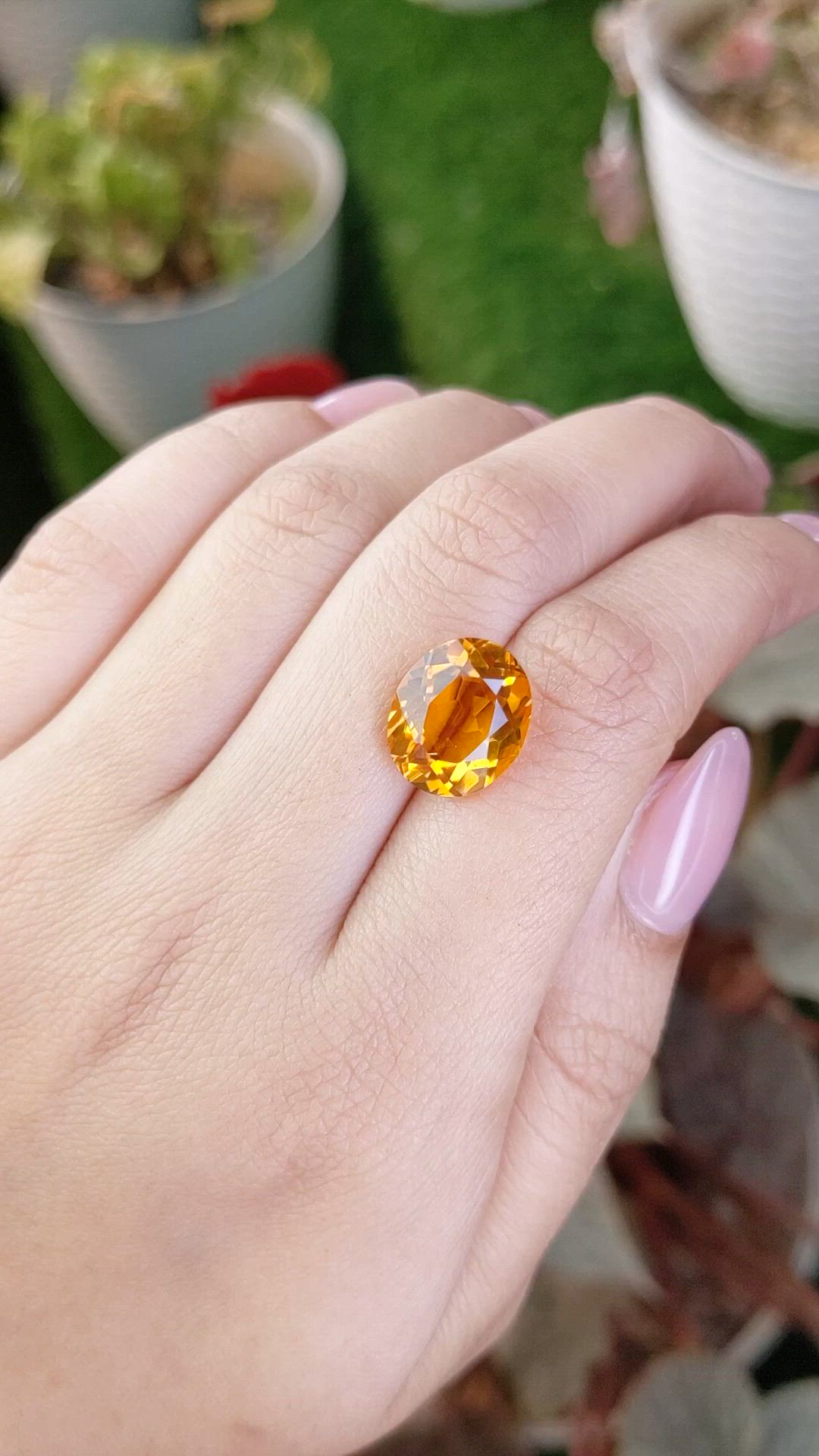 6.07 Ct. Orangish Yellow Citrine from Brazil Size Video