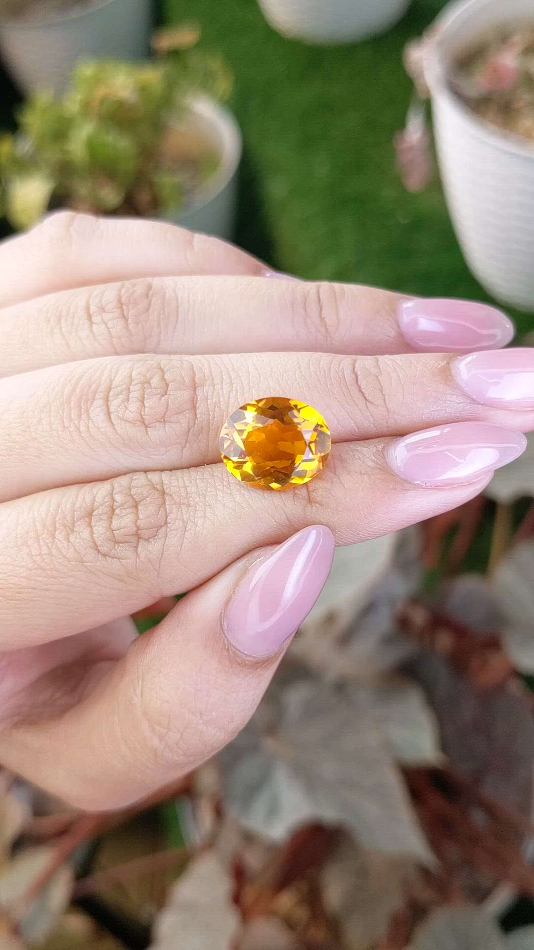 6.07 Ct. Orangish Yellow Citrine from Brazil Size Video