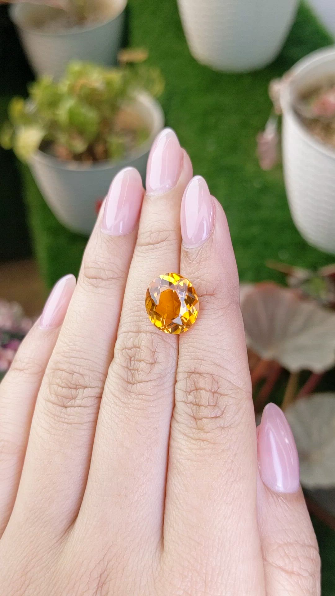 5.79 Ct. Orangish Yellow Citrine from Brazil Size Video