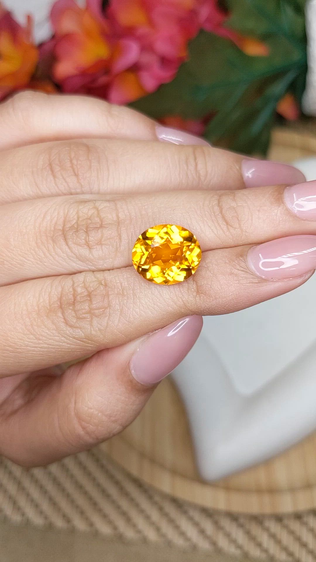 5.79 Ct. Orangish Yellow Citrine from Brazil Size Video