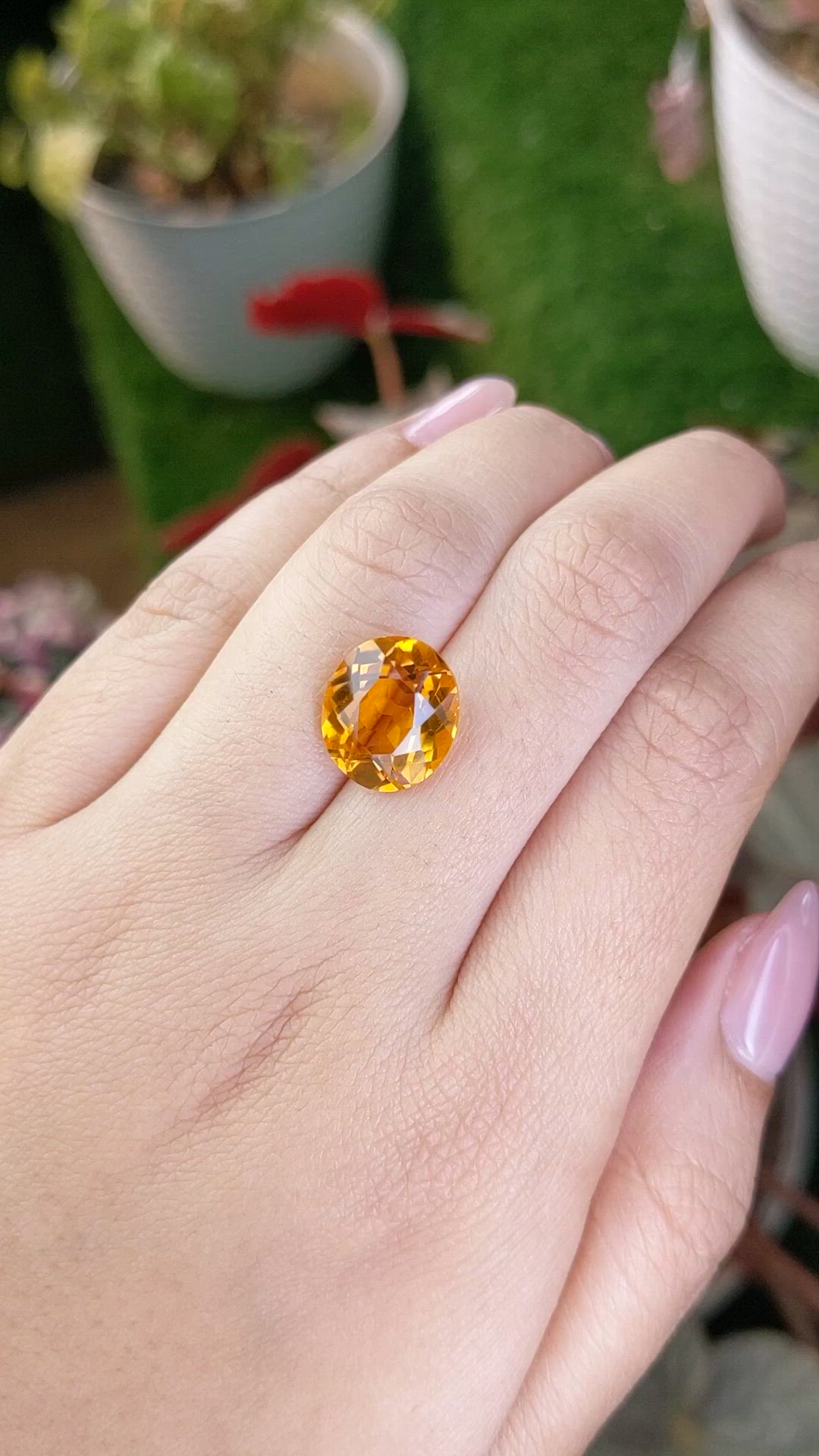 5.79 Ct. Orangish Yellow Citrine from Brazil Size Video