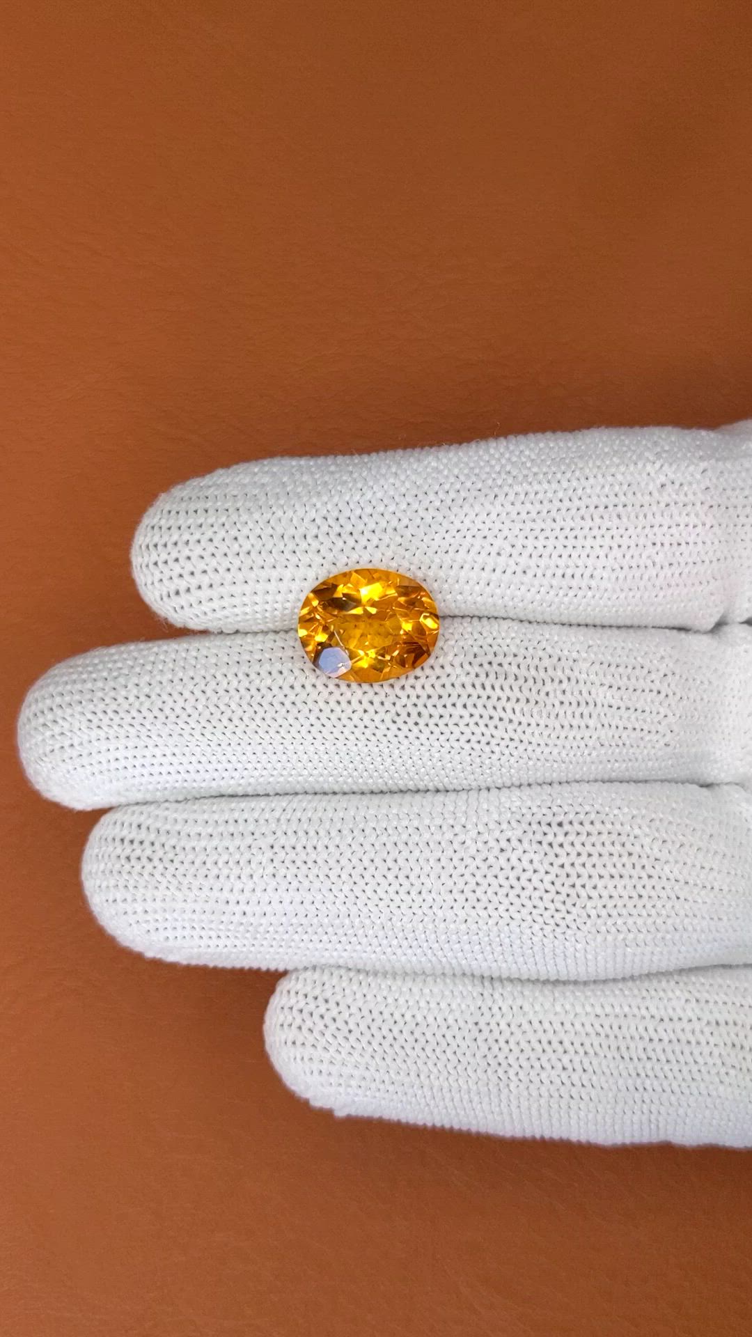 5.59 Ct. Orangish Yellow Citrine from Brazil Size Video
