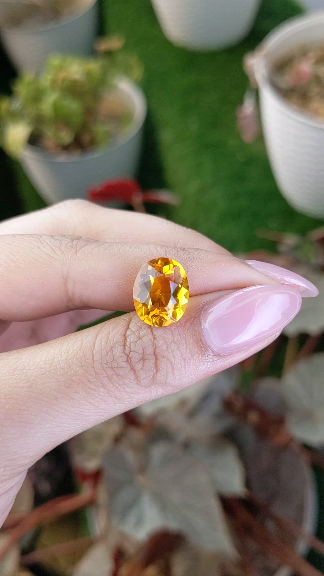 5.59 Ct. Orangish Yellow Citrine from Brazil Size Video