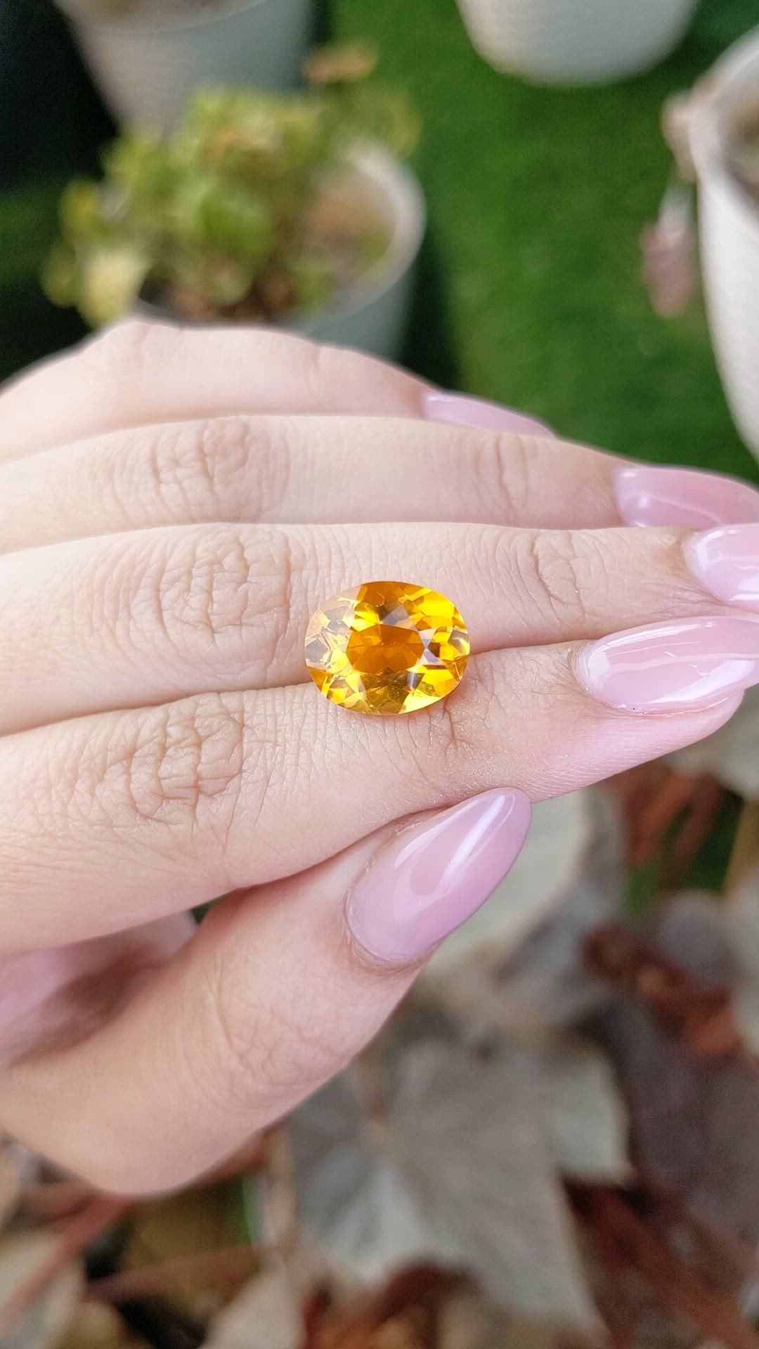 5.59 Ct. Orangish Yellow Citrine from Brazil Size Video