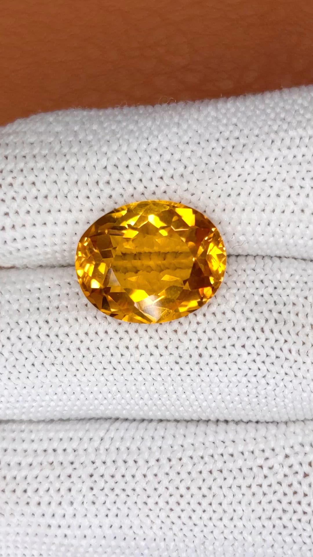 8.06 Ct. Orangish Yellow Citrine from Brazil Size Video