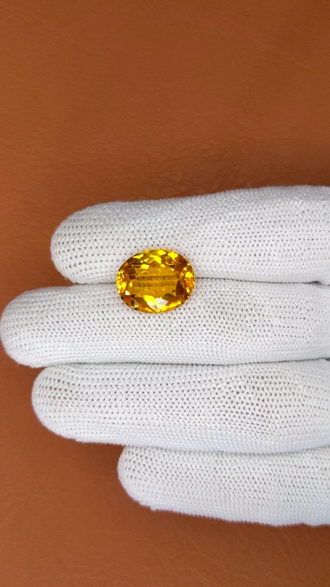 8.06 Ct. Orangish Yellow Citrine from Brazil Size Video