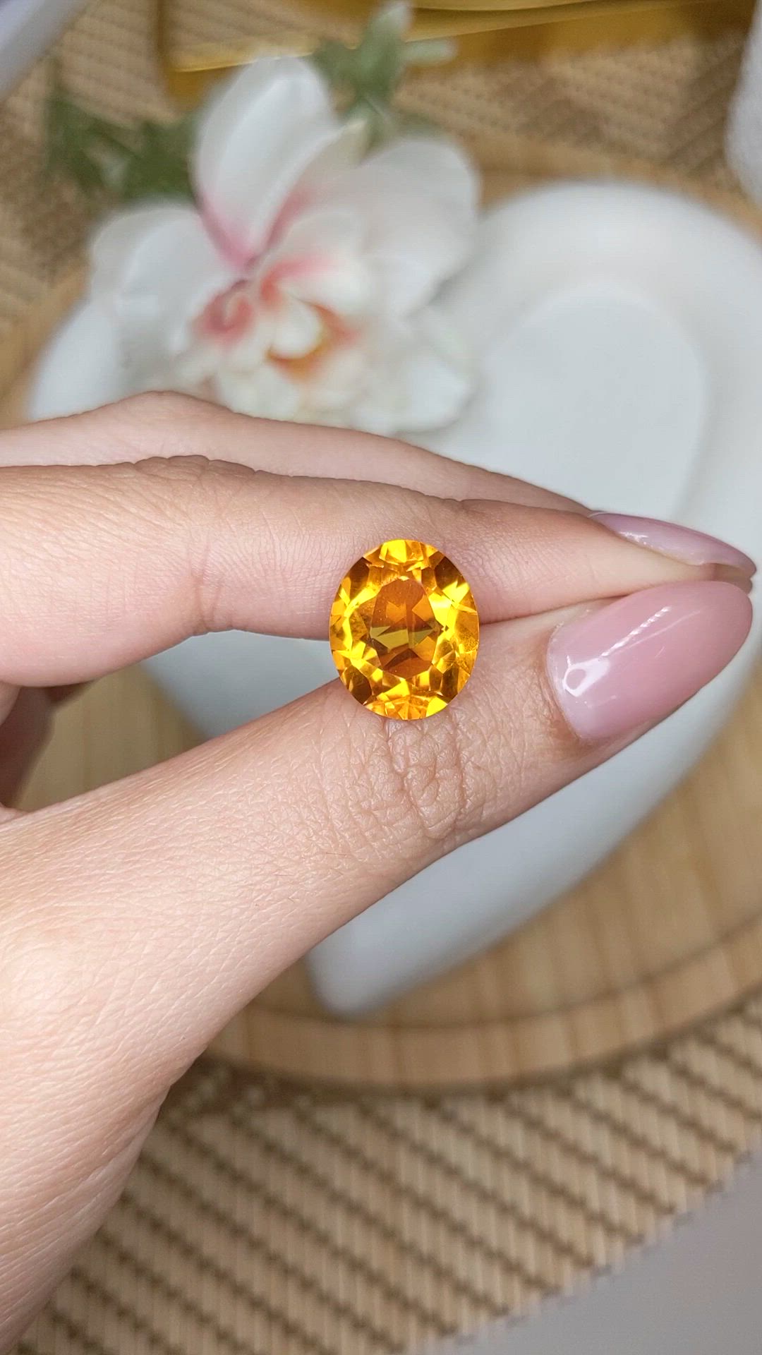 7.15 Ct. Orangish Yellow Citrine from Brazil Size Video