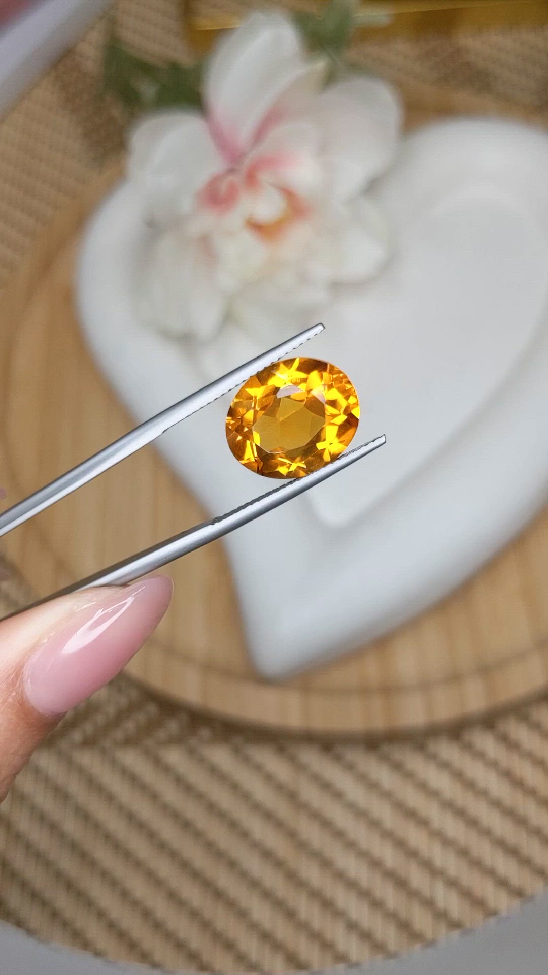 7.15 Ct. Orangish Yellow Citrine from Brazil Size Video