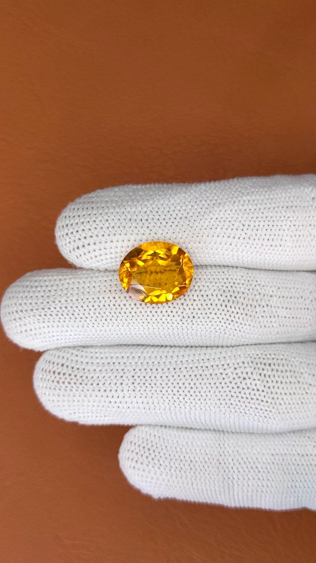 7.15 Ct. Orangish Yellow Citrine from Brazil Size Video