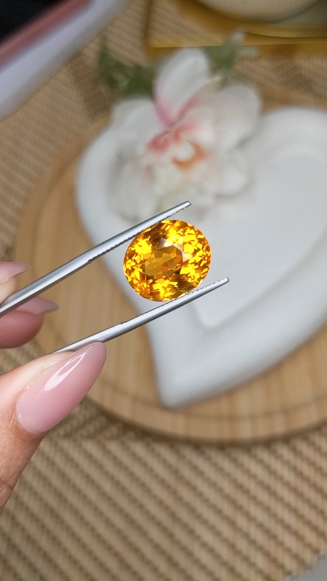 11.04 Ct. Yellowish Orange Citrine from Brazil Size Video