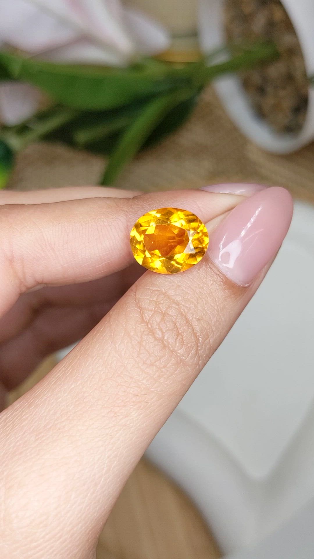 5.14 Ct. Orangish Yellow Citrine from Brazil Size Video