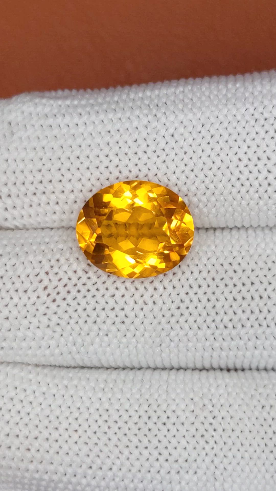 5.14 Ct. Orangish Yellow Citrine from Brazil Size Video