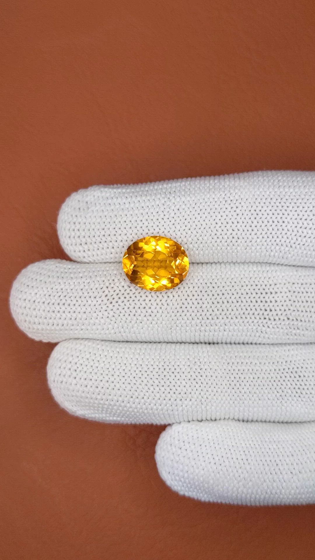 5.14 Ct. Orangish Yellow Citrine from Brazil Size Video