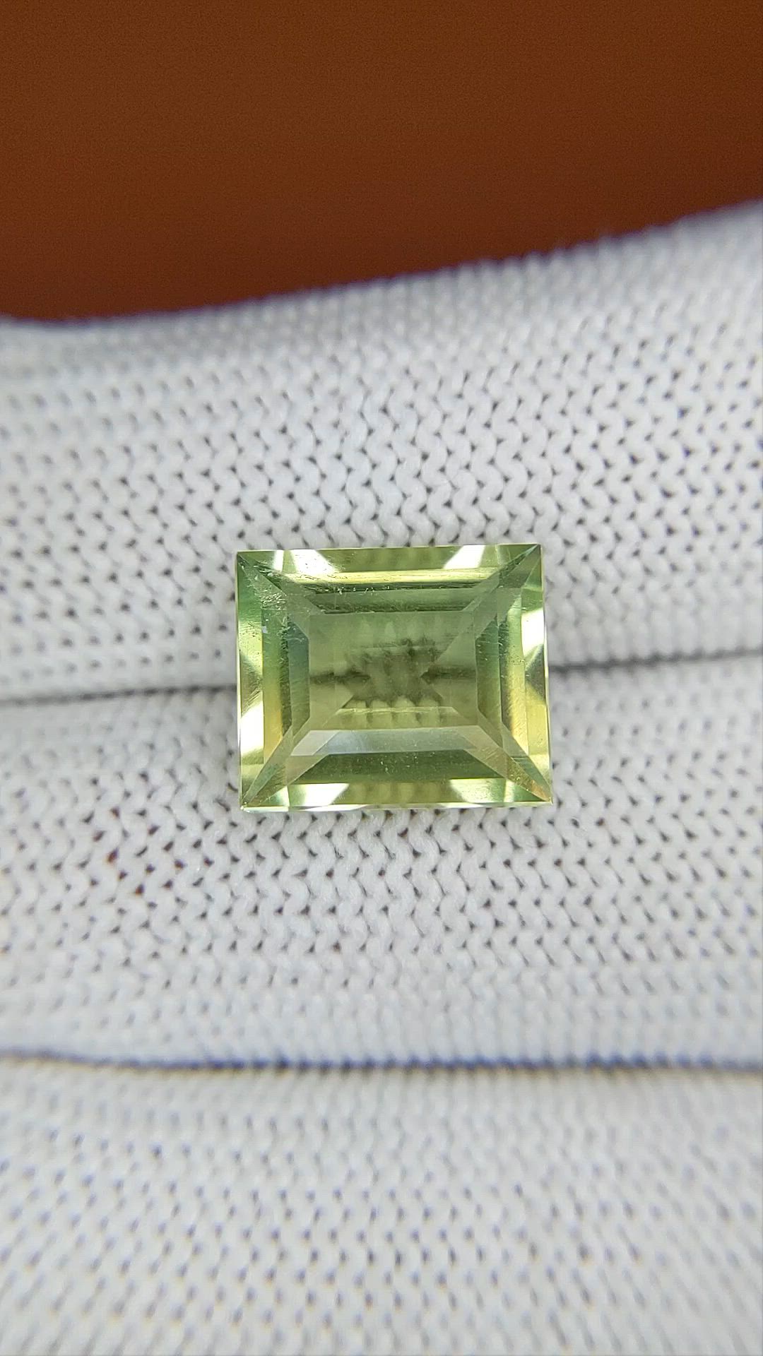 5.97 Ct. Yellowish Green Prasiolite from Brazil Size Video
