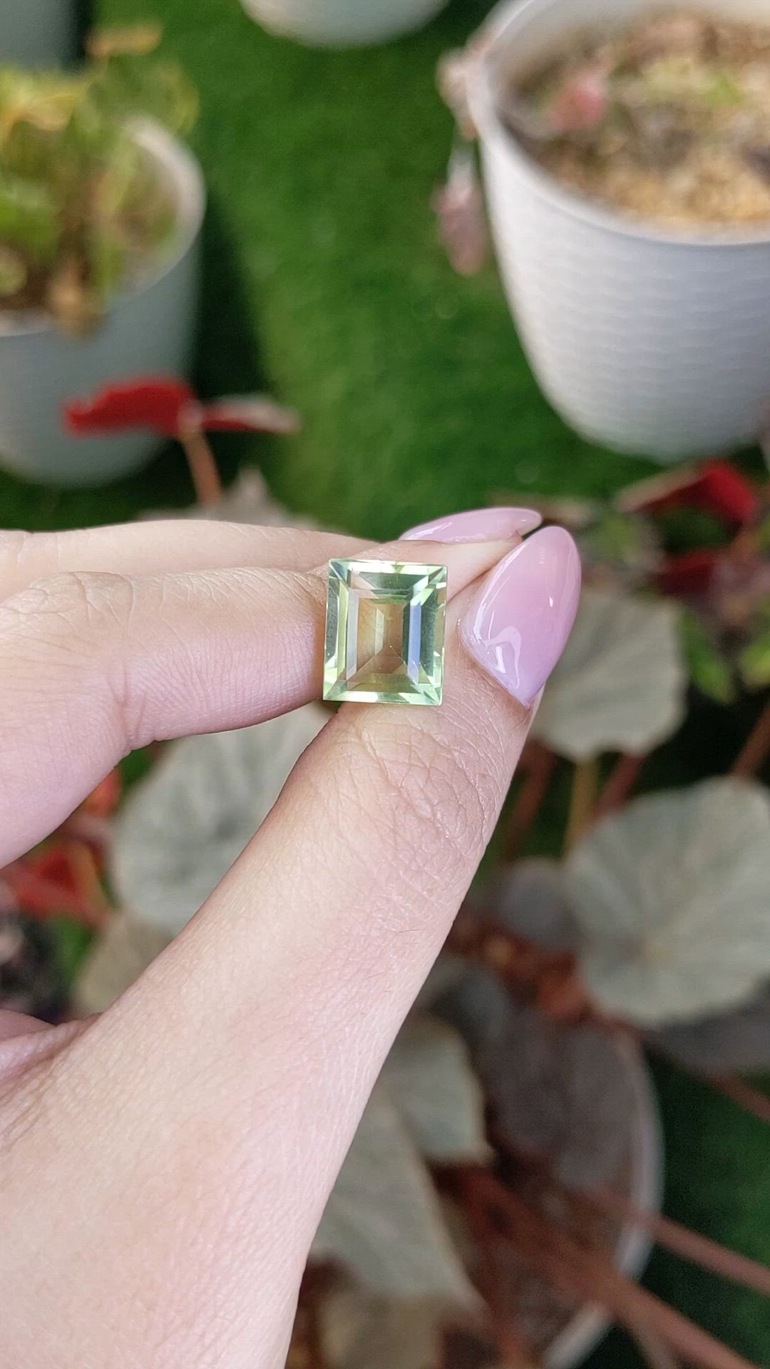 5.97 Ct. Yellowish Green Prasiolite from Brazil Size Video