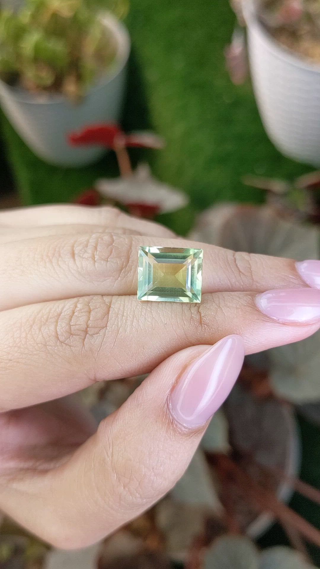 5.97 Ct. Yellowish Green Prasiolite from Brazil Size Video