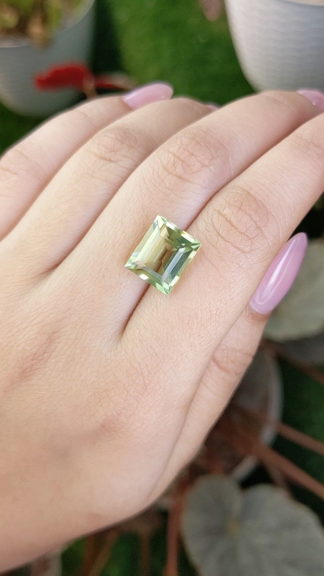 5.97 Ct. Yellowish Green Prasiolite from Brazil Size Video