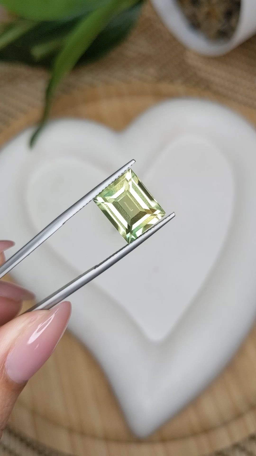 5.97 Ct. Yellowish Green Prasiolite from Brazil Size Video