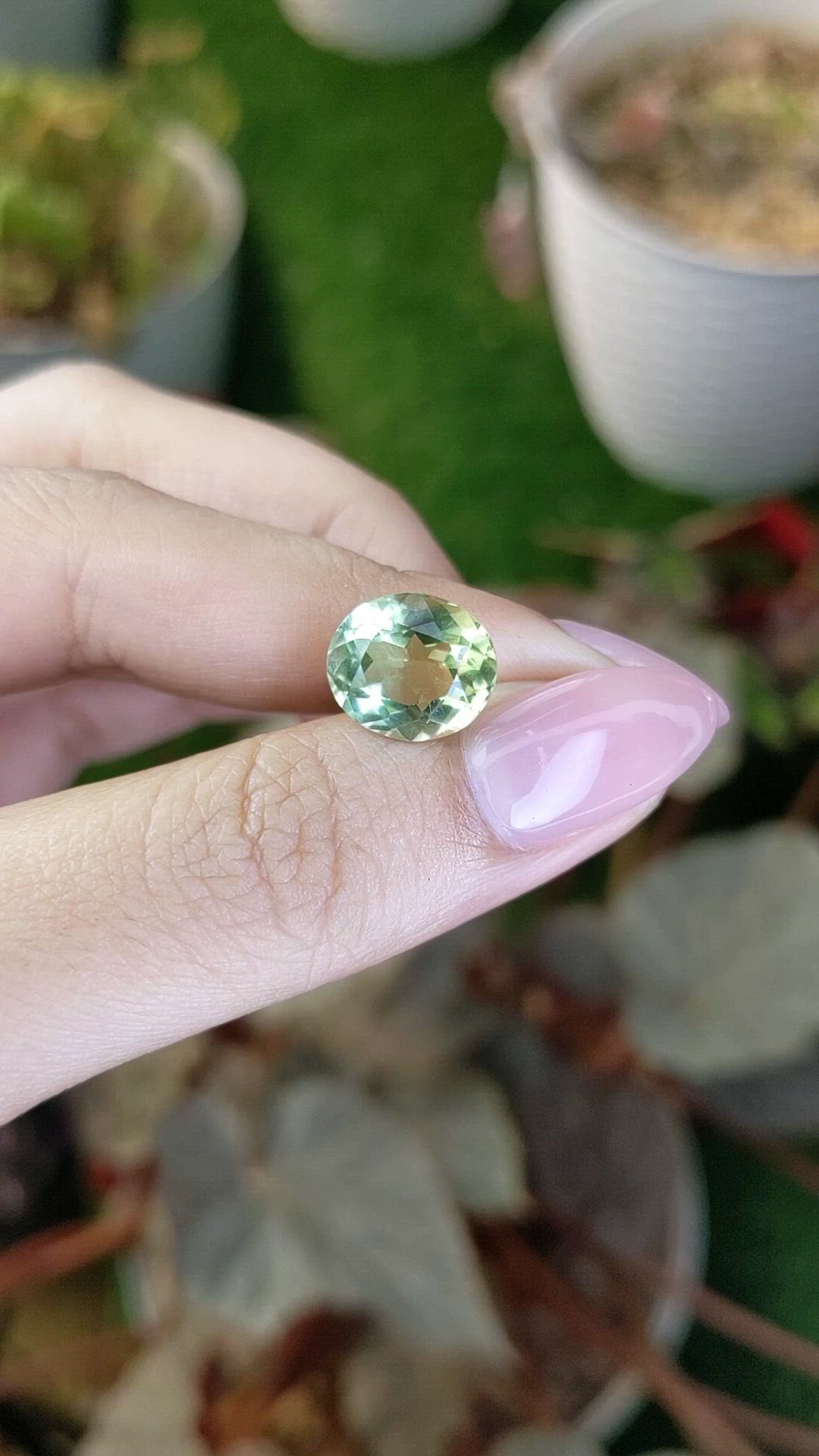4.76 Ct. Yellowish Green Prasiolite from Brazil Size Video