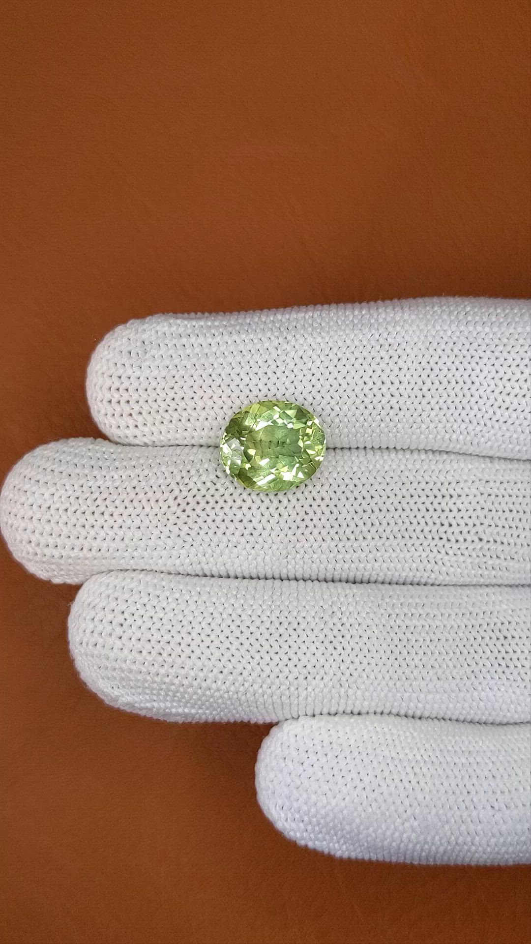 4.76 Ct. Yellowish Green Prasiolite from Brazil Size Video