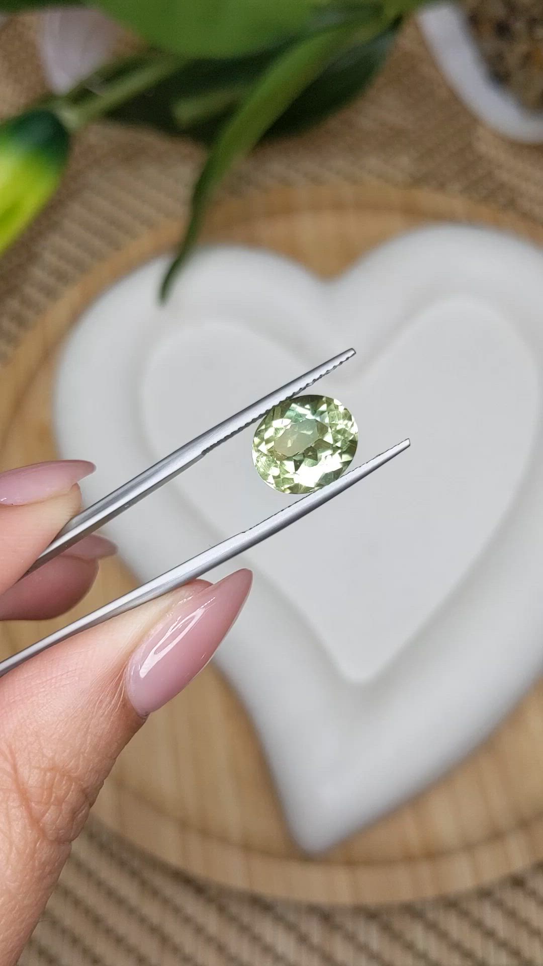 4.76 Ct. Yellowish Green Prasiolite from Brazil Size Video