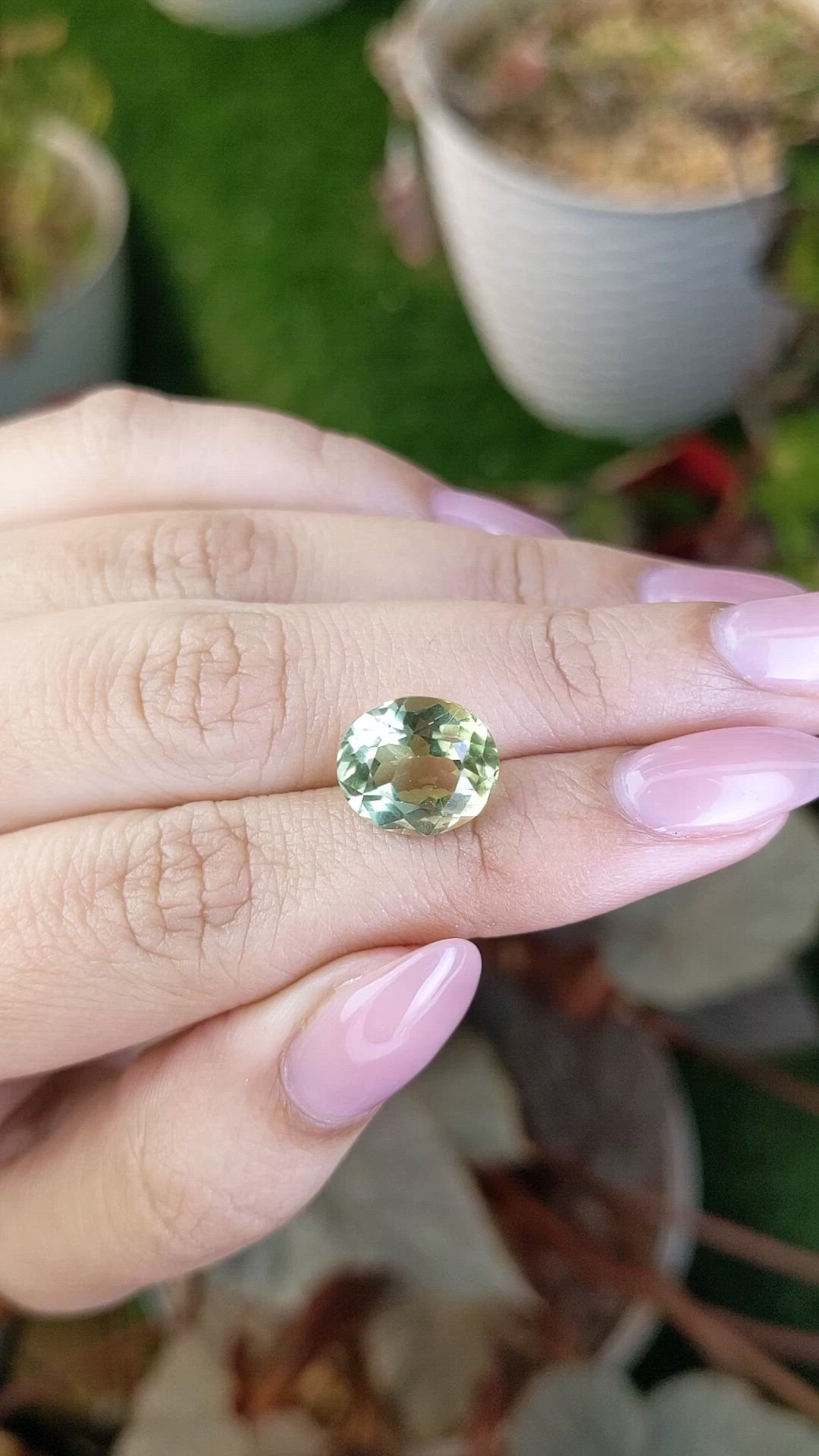 4.76 Ct. Yellowish Green Prasiolite from Brazil Size Video