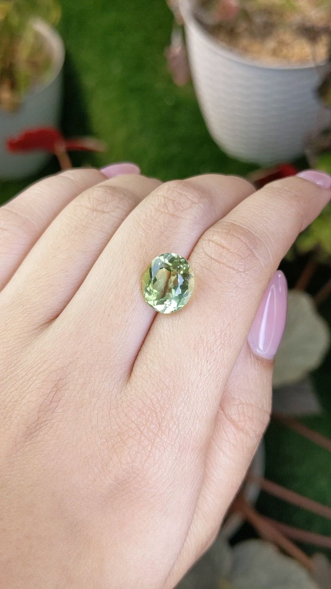 4.76 Ct. Yellowish Green Prasiolite from Brazil Size Video