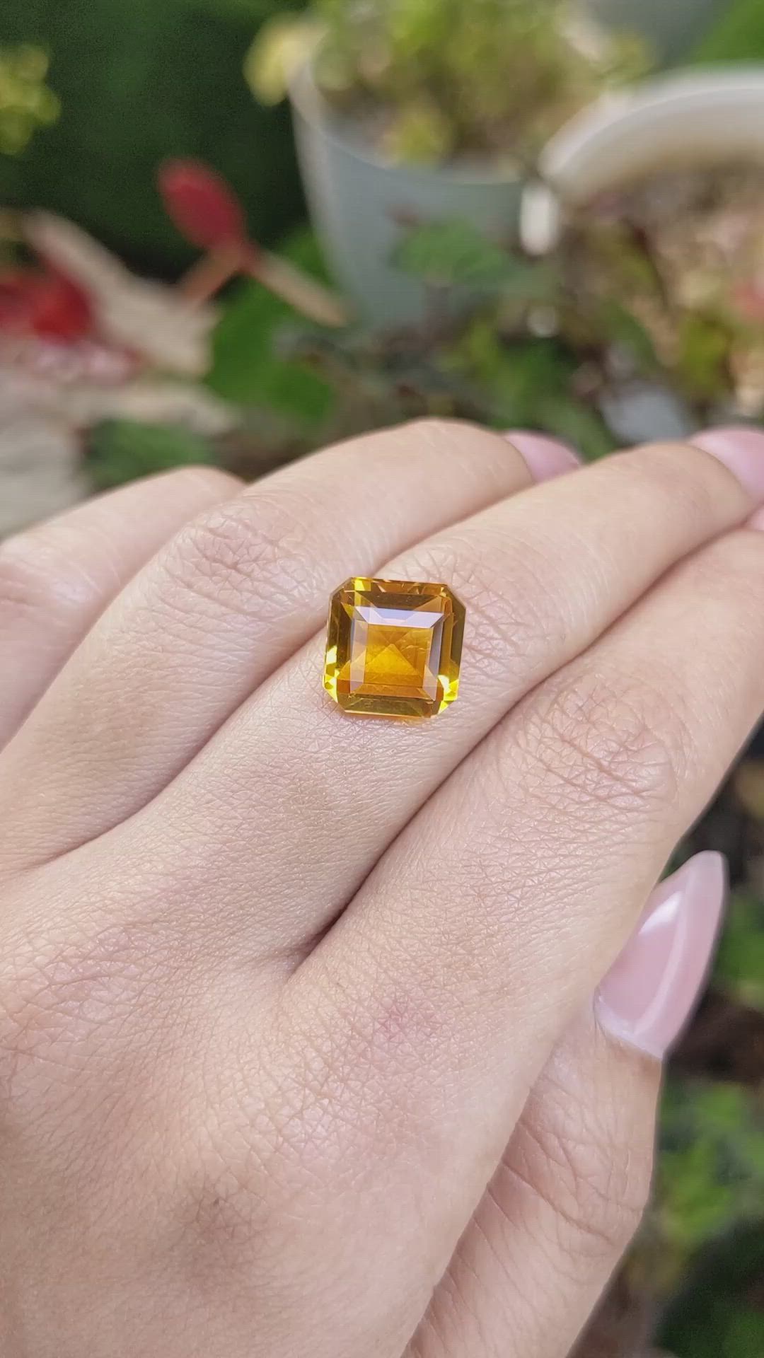 4.97 Ct. Orangish Yellow Citrine from Ceylon (Sri Lanka) Size Video