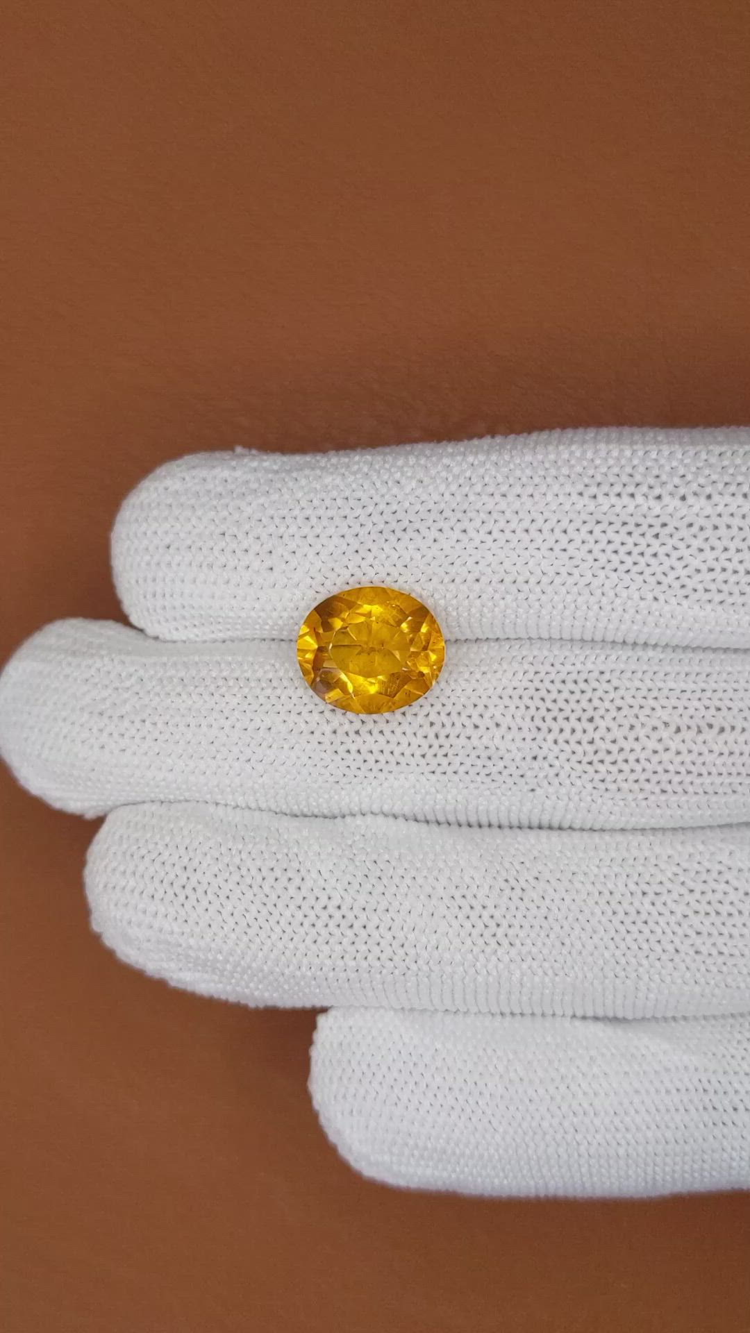 5.52 Ct. Orangish Yellow Citrine from Ceylon (Sri Lanka) Size Video