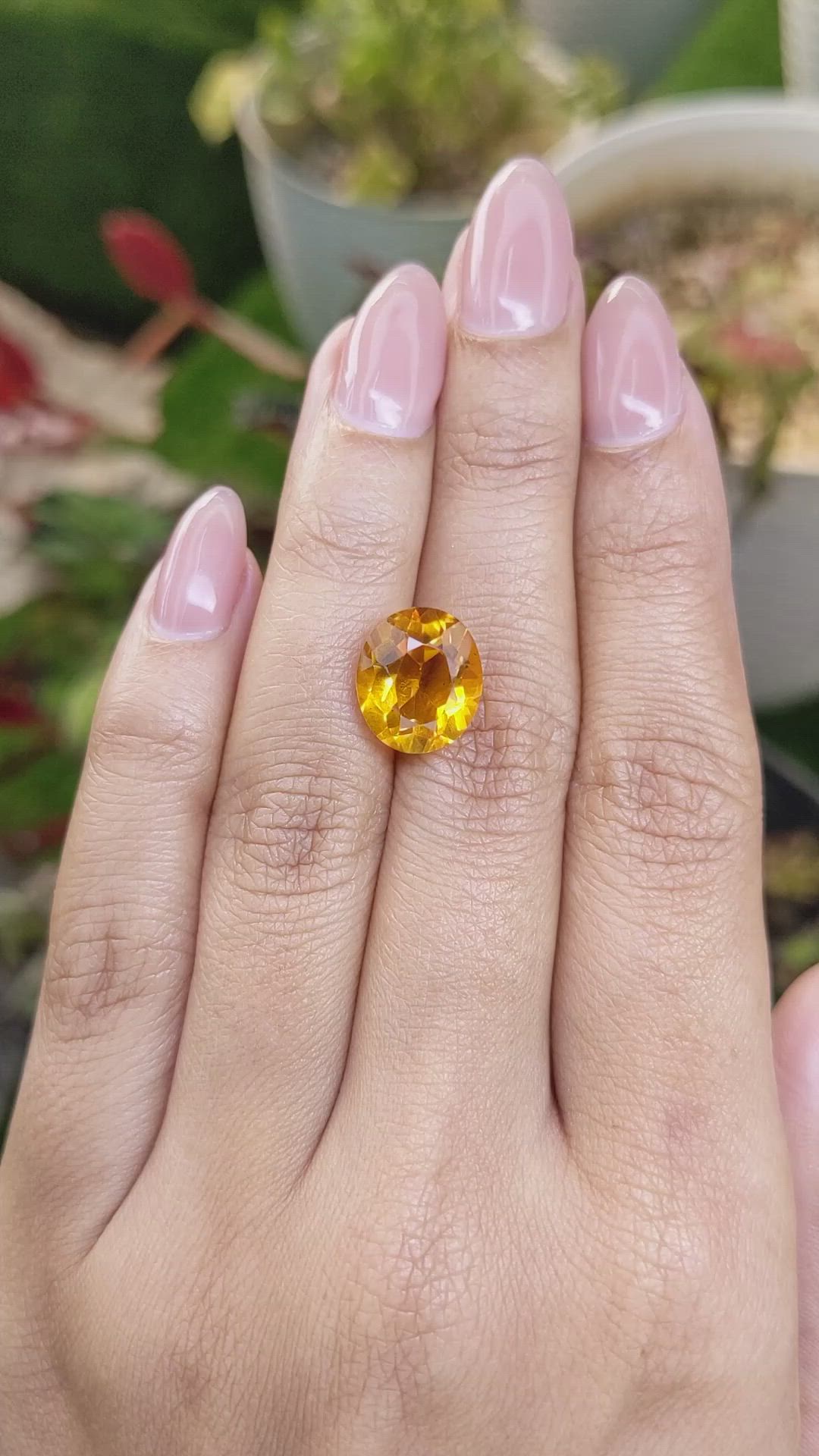 5.52 Ct. Orangish Yellow Citrine from Ceylon (Sri Lanka) Size Video