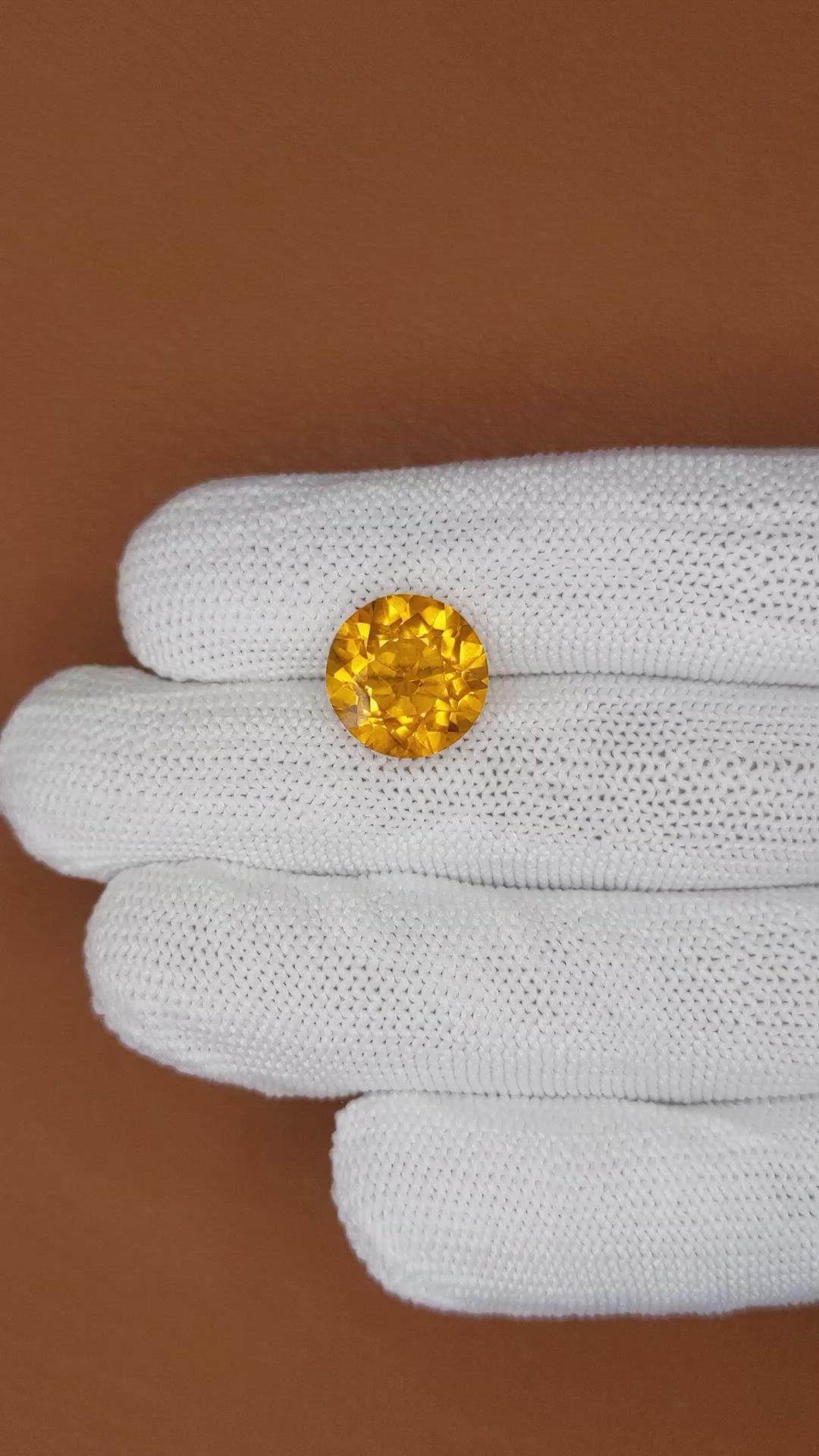 6.60 Ct. Yellowish Orange Citrine from Ceylon (Sri Lanka) Size Video